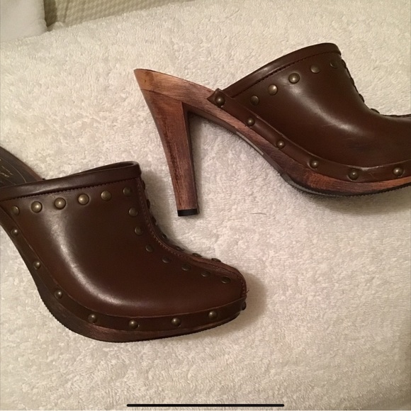 Studded Leather Heeled Clogs - Picture 6 of 11